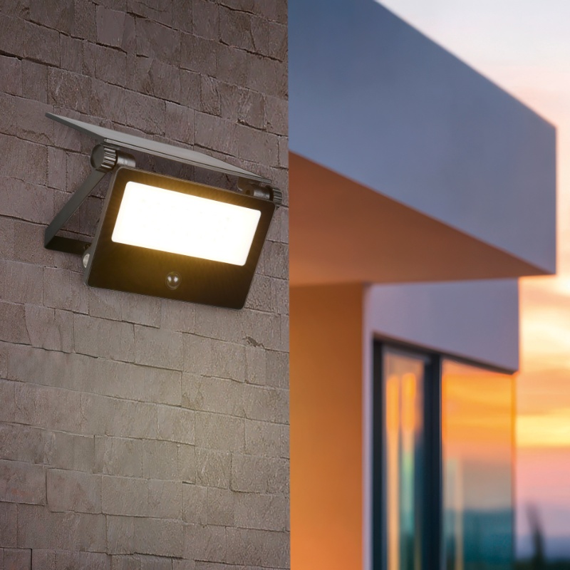 Zwarte buiten wandlamp op zonne-energie modern, Mihriban, 10W, white switch LED, IP54