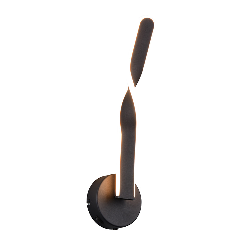 Zwarte wandlamp design, Quirinus, 11W, 4000K LED, met schakelaar