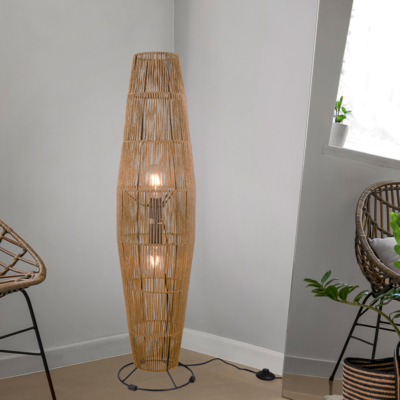 Papieren vloerlamp bruin, Fleurtje, met schakelaar
