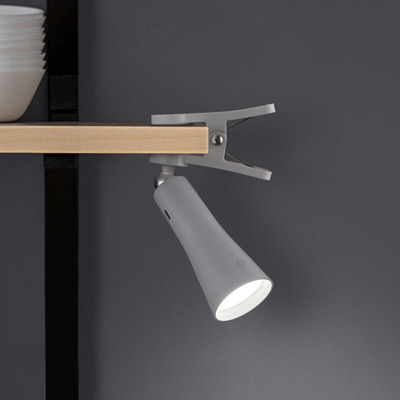 Grijze tafellamp Remko, metaal, 2w, 3000K LED