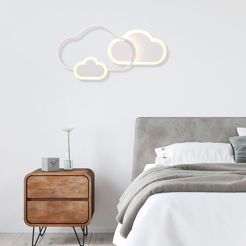 Moderne plafonniere Cemil, wit, metaal, geïntegreerde LED