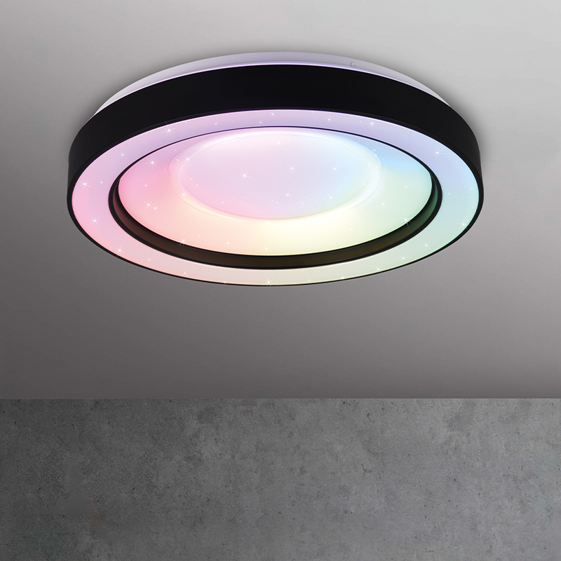 Moderne plafonniere Navin, zwart, kunststof, geïntegreerde LED