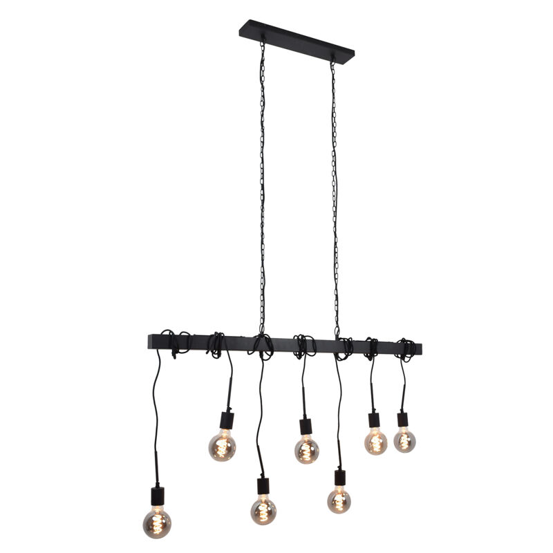 Industriële hanglamp Kezban, zwart, langwerpig