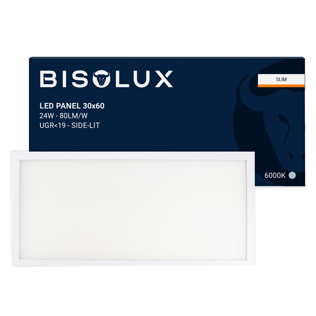 Bisolux LED paneel 30x60 - 24W - 6000K - UGR<19 - side-lit
