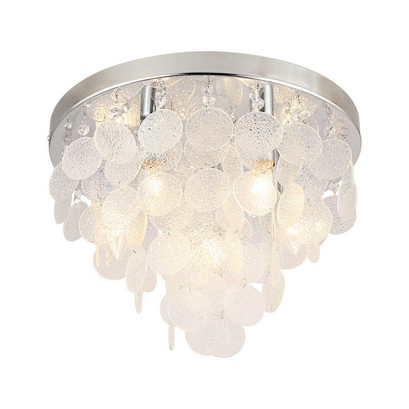 Design plafonniere Mirac, chroom, glas
