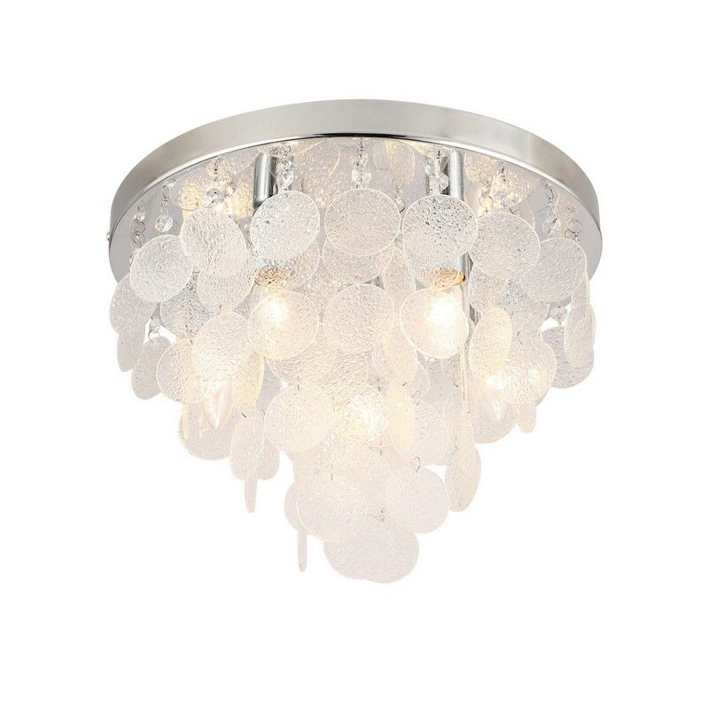 Design plafonniere Mirac, chroom, glas