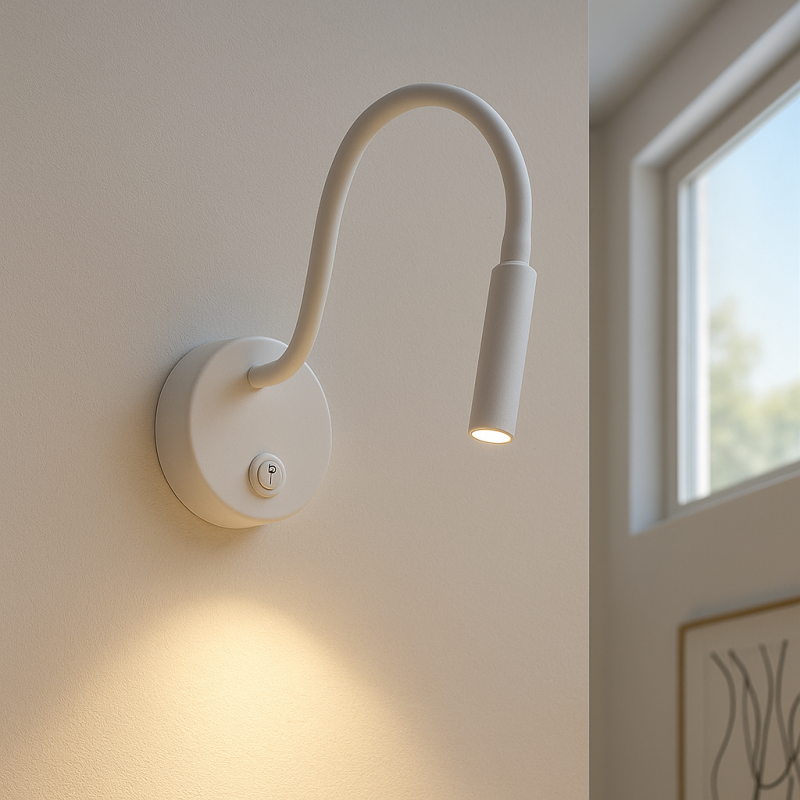 Moderne bedlamp wit, Fiona, met schakelaar Moderne bedlamp wit, Fiona, met schakelaar