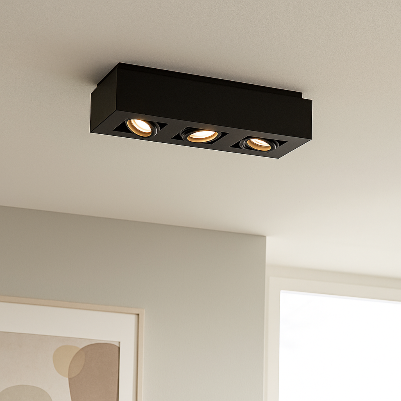 Moderne opbouwspot zwart, Akira