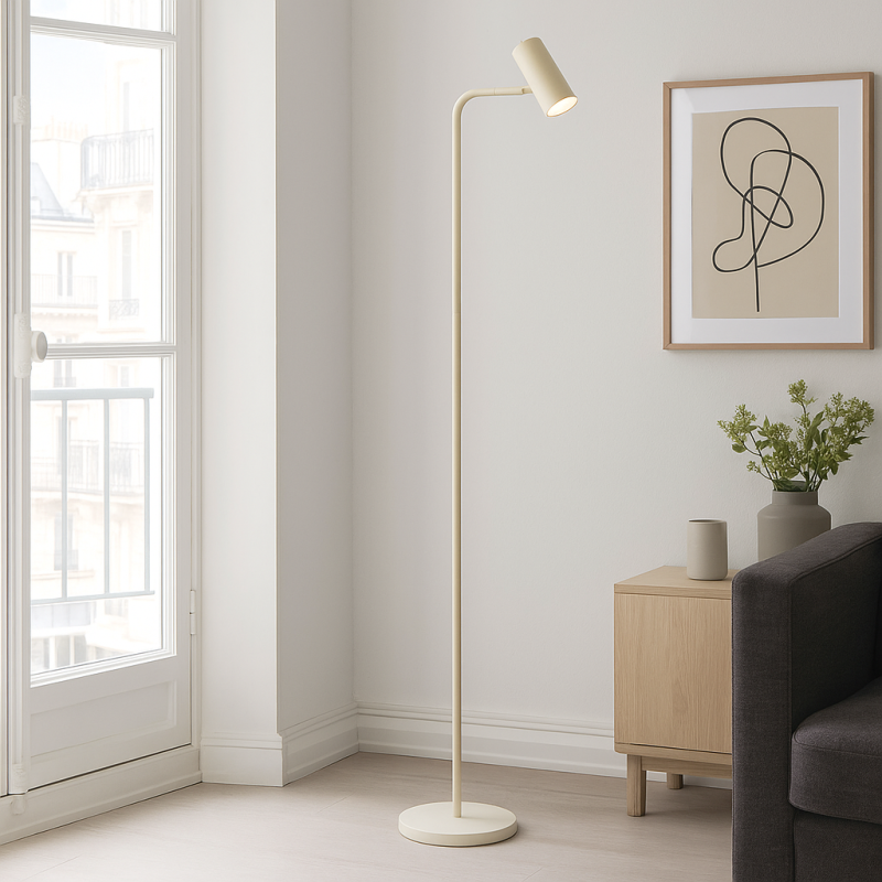 Moderne vloerlamp beige, Carlos, met schakelaar