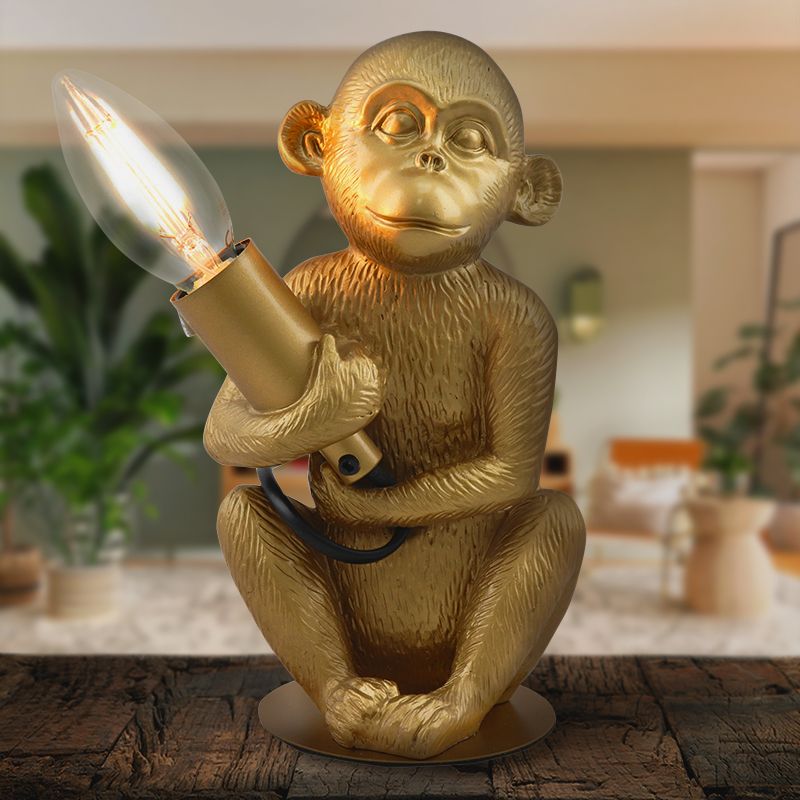 Moderne aap lamp goud, Monkey, met schakelaar