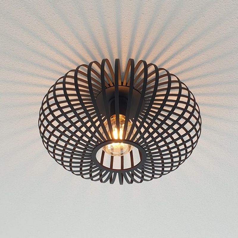 Zwarte plafonniere Lieve, Rond