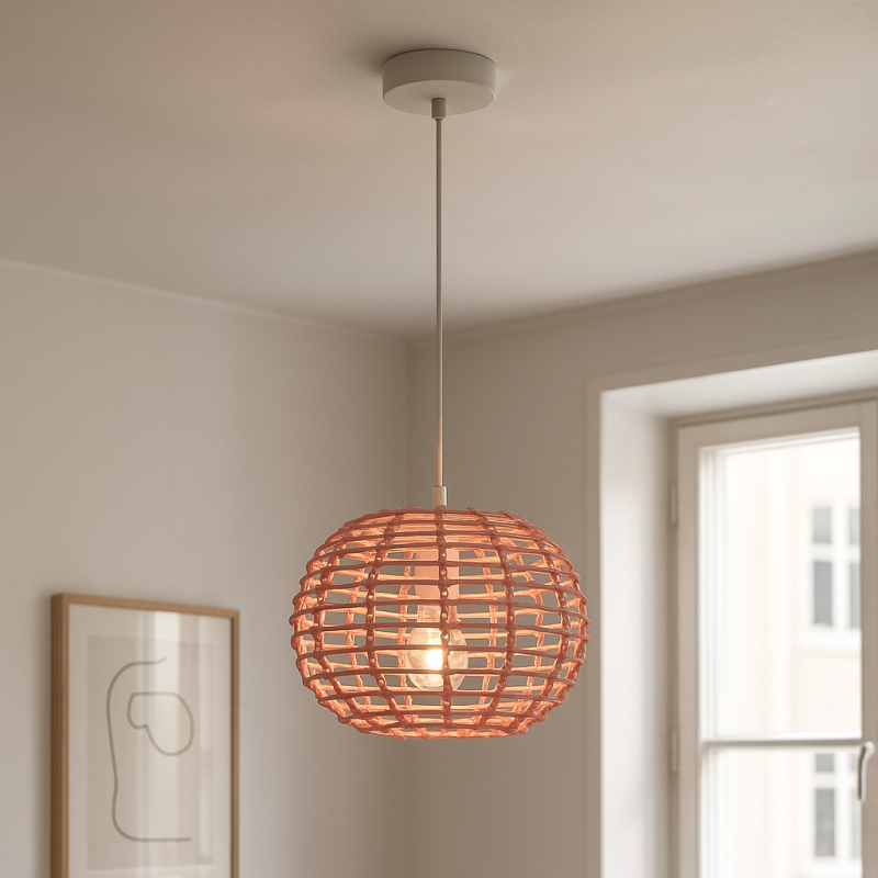 Rotan hanglamp roze, Roza Rotan hanglamp roze, Roza