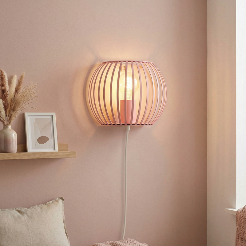 Industriële wandlamp roze, Lieve, met schakelaar Industriële wandlamp roze, Lieve, met schakelaar