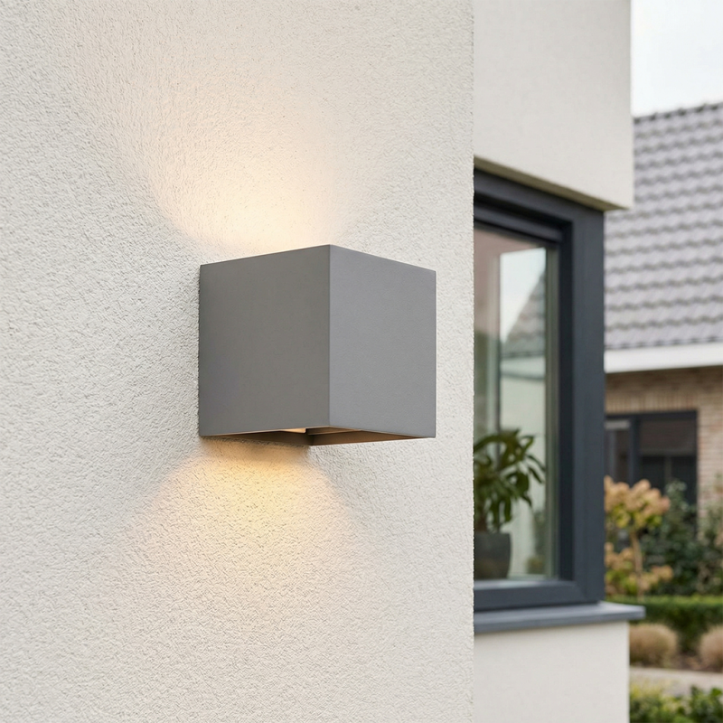 Moderne up down wandlamp grijs, Dion, IP65