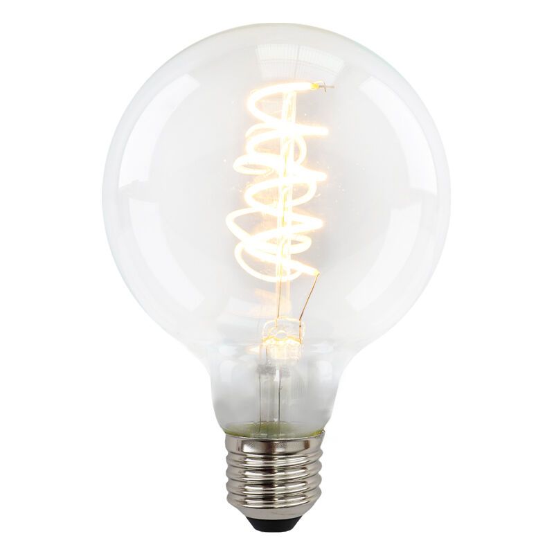 Dimbare Olucia E27 LED lamp, Tuelo, G95, 4W, transparant glas, 2700k