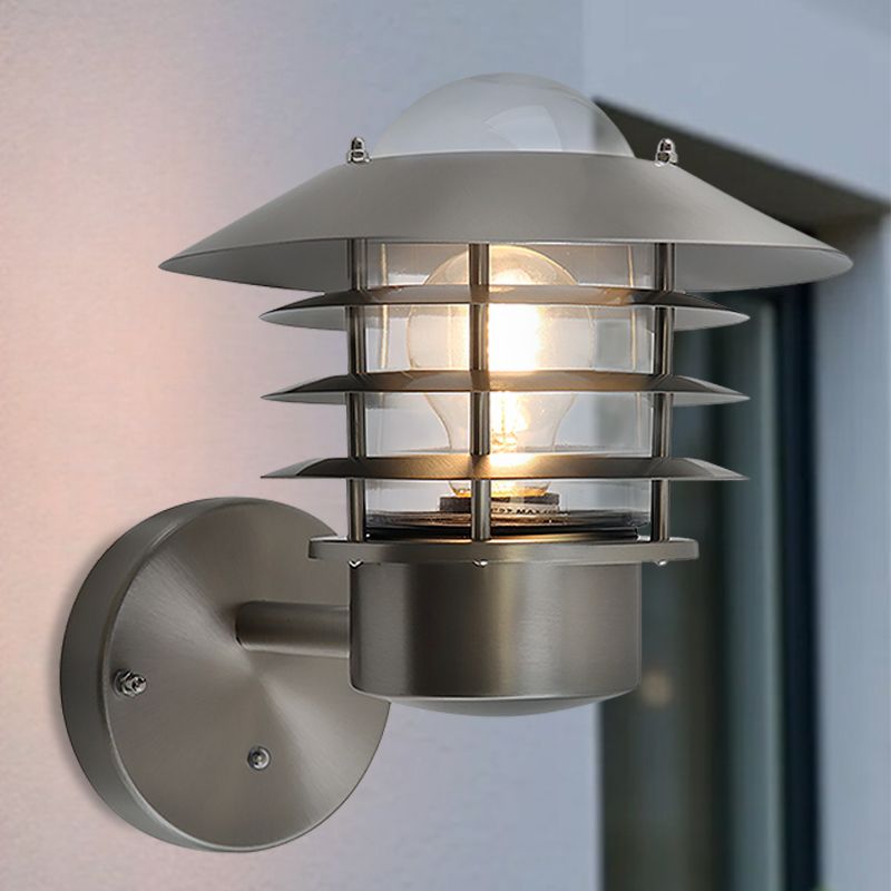 Rvs buiten wandlamp met schemersensor zilver, Felice, IP44
