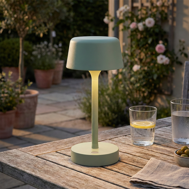 Moderne buiten tafellamp groen, Emily, 3W, 3000K LED, IP44, 3-staps dimbaar