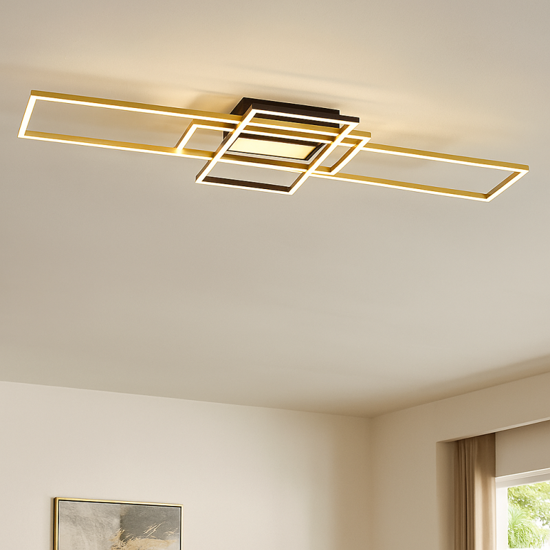 Moderne plafondlamp messing, Alessandro, 60W, 3000K LED, 3-staps dimbaar