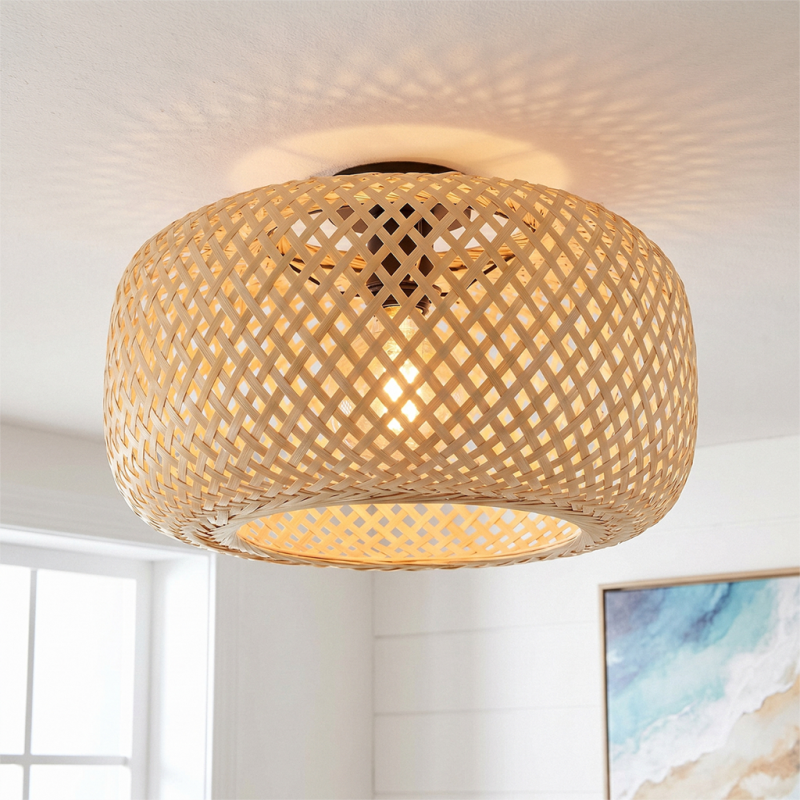 Bamboe plafondlamp bruin, Kiki