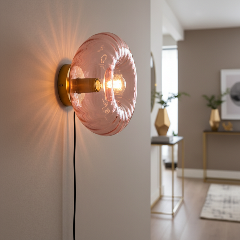 Retro wandlamp roze, Diane, met schakelaar Retro wandlamp roze, Diane, met schakelaar