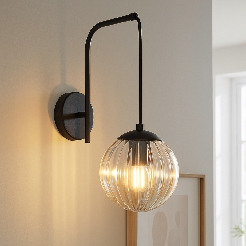 Retro wandlamp amber, Rifka, met schakelaar