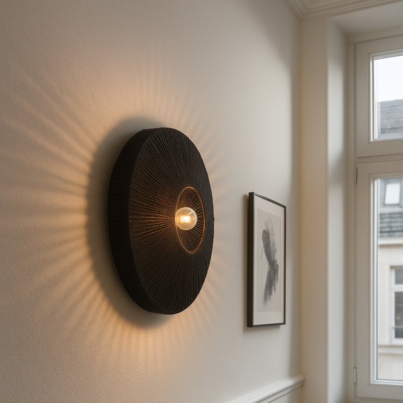 Landelijke wandlamp zwart, Sanny, met schakelaar Landelijke wandlamp zwart, Sanny, met schakelaar