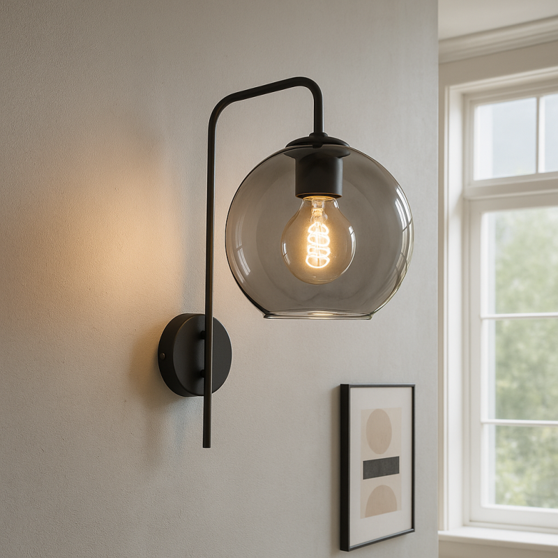 Design wandlamp grijs, Giada, met schakelaar Design wandlamp grijs, Giada, met schakelaar