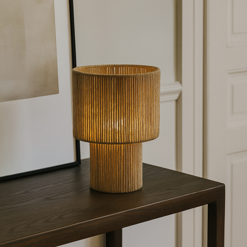 Landelijke tafellamp bruin, Sanny, met schakelaar