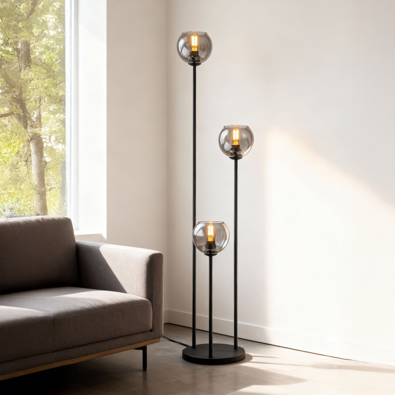 Design vloerlamp grijs, Giada, met schakelaar Design vloerlamp grijs, Giada, met schakelaar