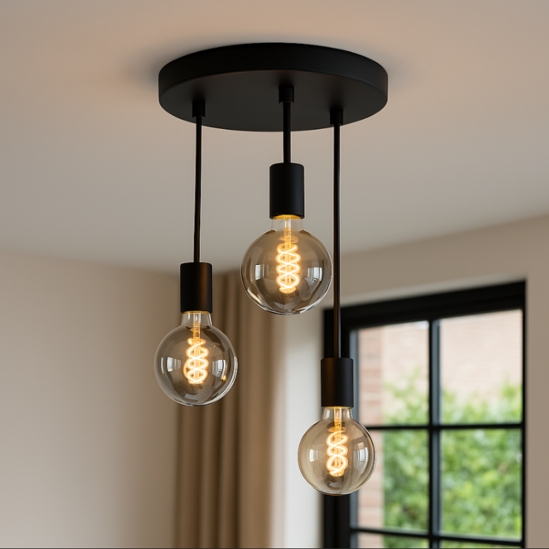 Aluminium plafondlamp zwart, Swen