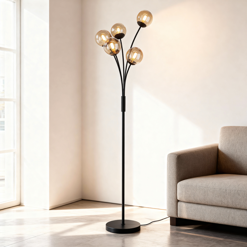 Design vloerlamp amber, Stacy, met schakelaar