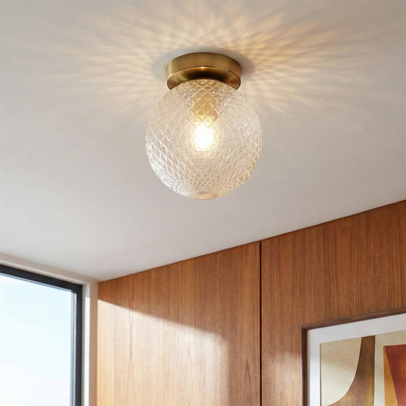 Retro plafondlamp transparant, Johnson