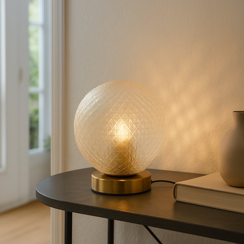 Retro tafellamp transparant, Johnson, met schakelaar