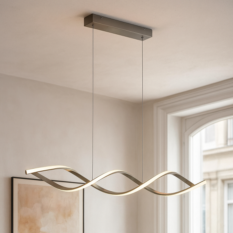 Design hanglamp zilver, Kuno, 45W, 3000K LED, 3-staps dimbaar