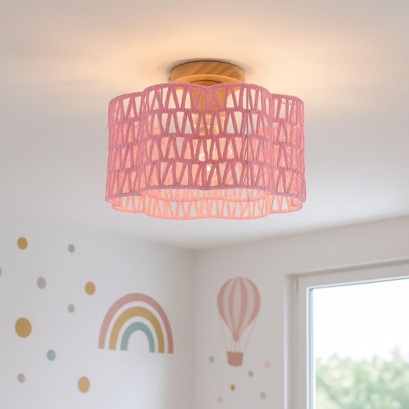 Papieren plafondlamp roze, Mickey Papieren plafondlamp roze, Mickey