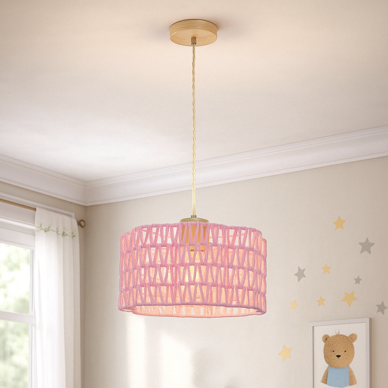 Papieren hanglamp roze, Mickey