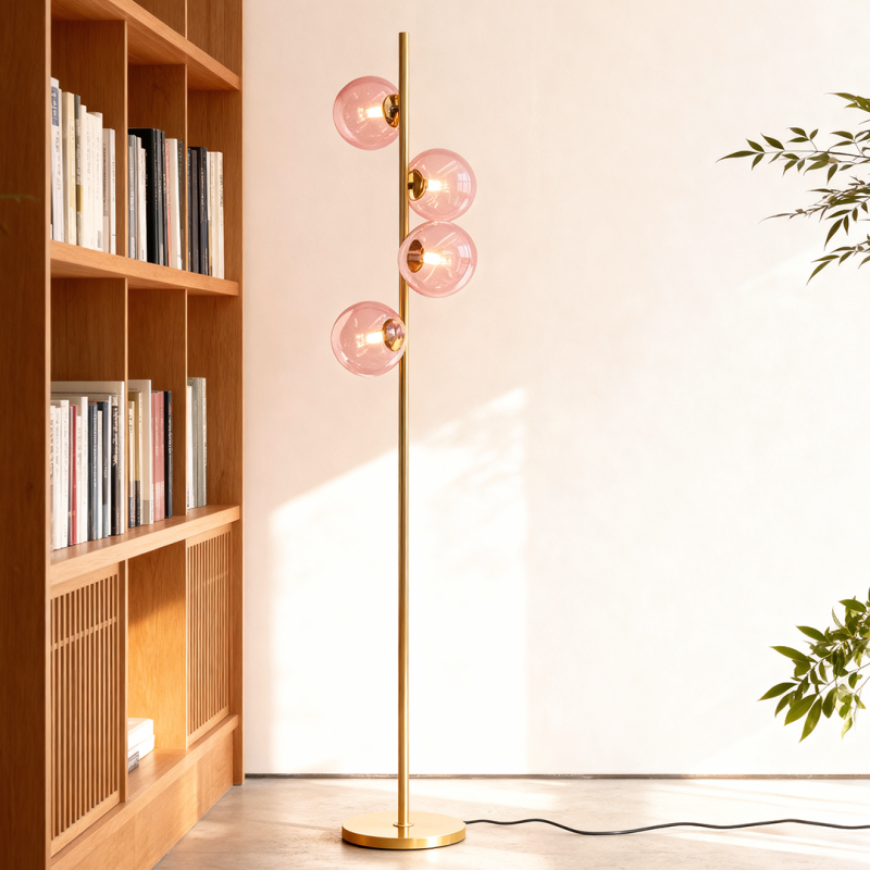 Design vloerlamp roze, Remo, met schakelaar