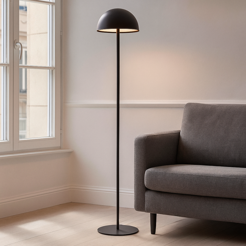 Retro vloerlamp zwart, Douwe, 4W, dim to warm LED, met touchdimmer