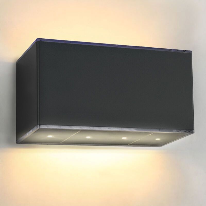 Zwarte buiten wandlamp op zonne-energie kunststof, Sunaina, 1W, 3000K LED, IP65