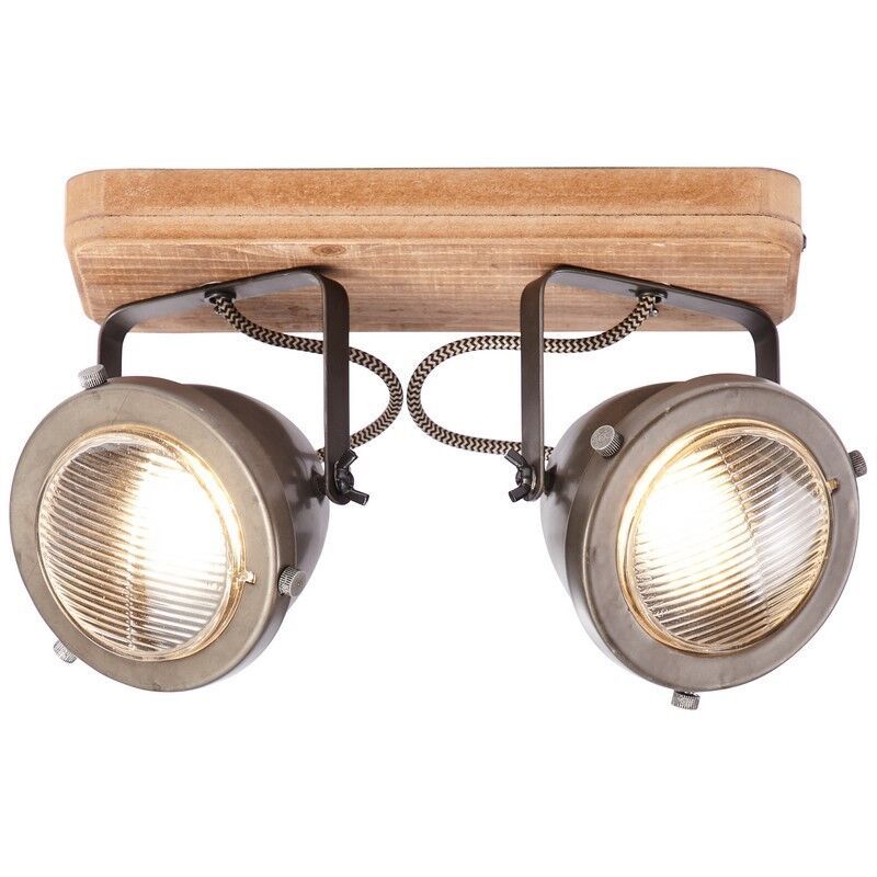 Moderne plafondlamp Elena, Burned Steel, Hout