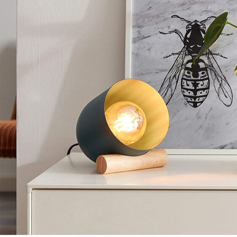 Moderne tafellamp Riaz, Metaal, met Aan/uit schakelaar op het snoer