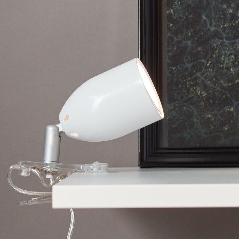 Kunststof klemspot wit, Keke, met schakelaar Kunststof klemspot wit, Keke, met schakelaar