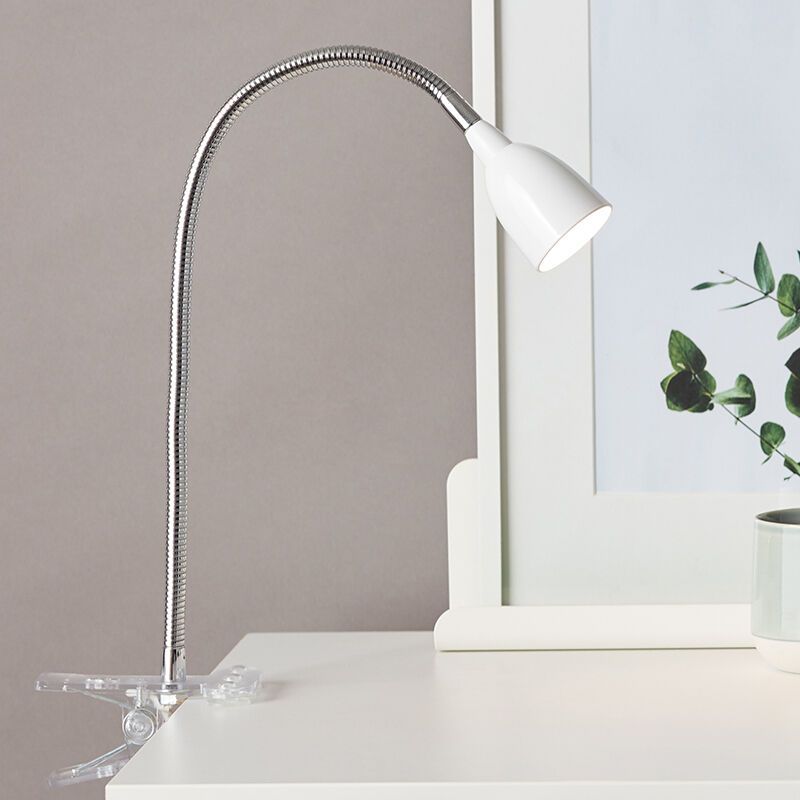 Kunststof klemspot wit, Kit, 2,4W, 3000K LED, met schakelaar