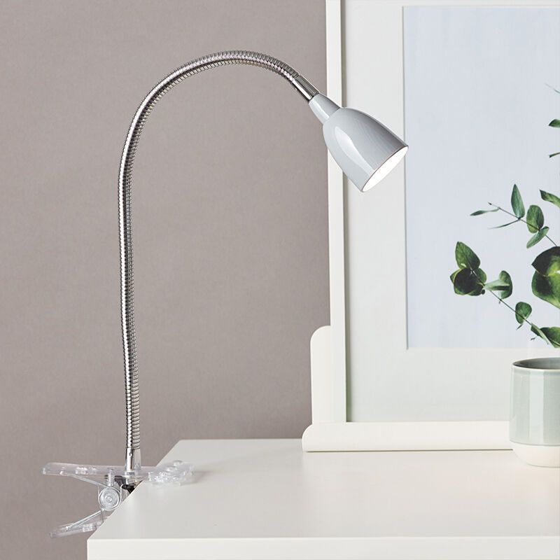 Kunststof klemspot grijs, Kit, 2,4W, 3000K LED, met schakelaar