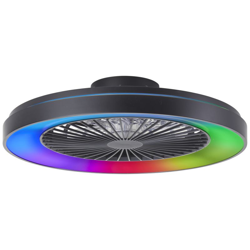 Moderne plafondventilator zwart, Yasir, 48W, RGBW LED, met afstandsbediening Moderne plafondventilator zwart, Yasir, 48W, RGBW LED, met afstandsbediening