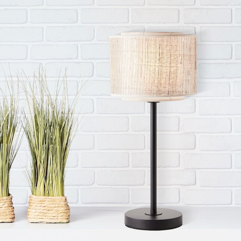Landelijke tafellamp beige, Gerbert, met schakelaar