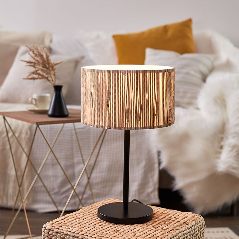 Landelijke tafellamp beige, Wenda, met schakelaar