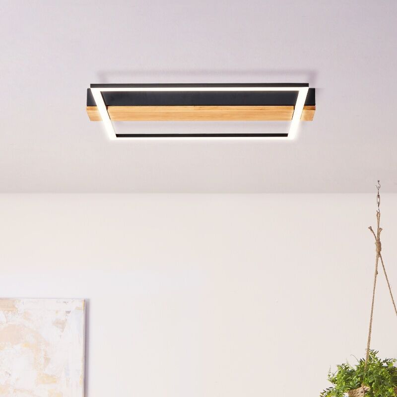 Houten plafonnière zwart, Fannie, 24W, 3000K LED