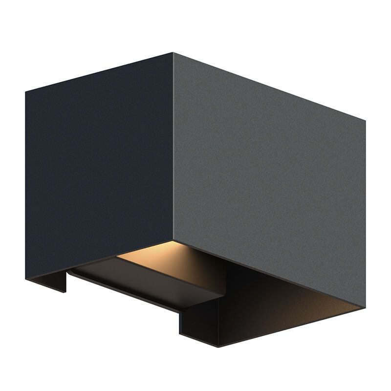 Zwarte up down wandlamp aluminium, Dion, 7W, 3000K LED, IP54 Zwarte up down wandlamp aluminium, Dion, 7W, 3000K LED, IP54