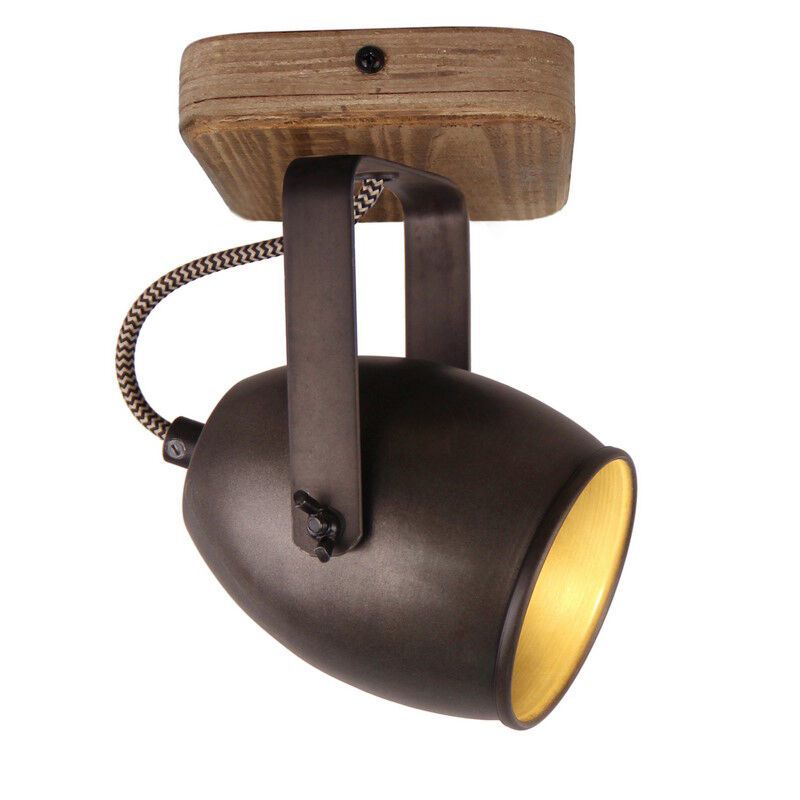 Zwarte plafondspot Chanice, metaal, vintage Zwarte plafondspot Chanice, metaal, vintage